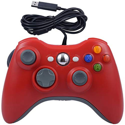 ONE250 USB Wired Game Pad Controller, Compatible with Xbox 360, Xbox 360 Slim, Windows PC - Replacement USB Wired Gamepad (Red) - color: Red
