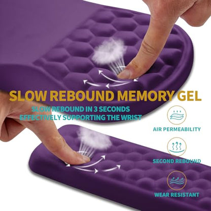 Hokafenle 2 in 1 Ergonomic Mouse Pad Wrist Support & Wrist Rest for Computer Keyboard Set, with Relieve Carpal Tunnel Pain Massage Bulge and Full Memory Gel Design (2In1 Set, Dark Purple) - color: Hk015-dark Purple