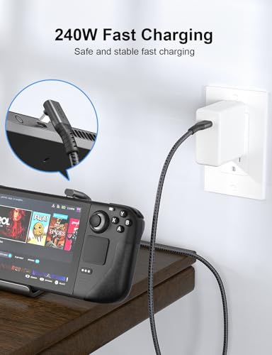 XAOSUN 240W USB 4 Cable for Thunderbolt 4 Cable, 6ft USB C Data Cable 40Gbps Transfer, 8K 4K Display, Compatible with ROG Ally, Steam Deck, Switch, eGPU, MacBook, Docks - size: 6FT