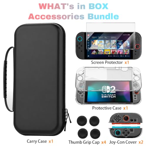 Custom Carrying Case for Nintendo Switch 2 (2025) with Photo Logo Name, Personalized Portable Hard Shell Pouch with Switch 2 Clear Cover, Screen Protector, Storage Bag for Console & Accessories, Black - size: Nintendo Switch 2