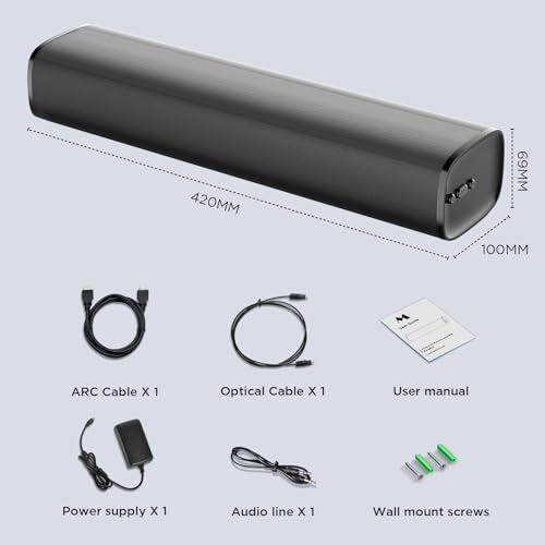MZEIBO Sound Bar,50W for Smart TV Bluetooth 5.3 Speaker 17 Inch TV Speaker with ARC/Optical/AUX Connections - color: Black