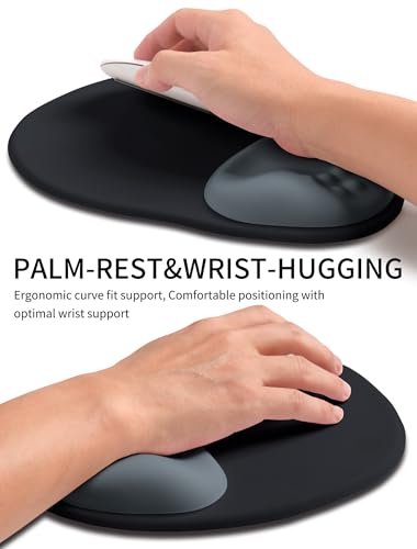 Palm-Rest and Wrist-Hugging Mouse Pad Wrist Rest, Ergonomic Wrist Support with Curve Fitting Cushioned Memory Foam for Carpal Tunnel Pain Relief, 9.9 x 8.3 Inch, Slate Gray - color: Slate Gray