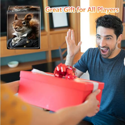 Card Deck Box, Card Storage Box Fits 100+ Single Sleeved, Large Capacity PU Leather Card Storage Box with Strong Magnet for Magic Commander TCG CCG, Squirrel - color: Squirrel