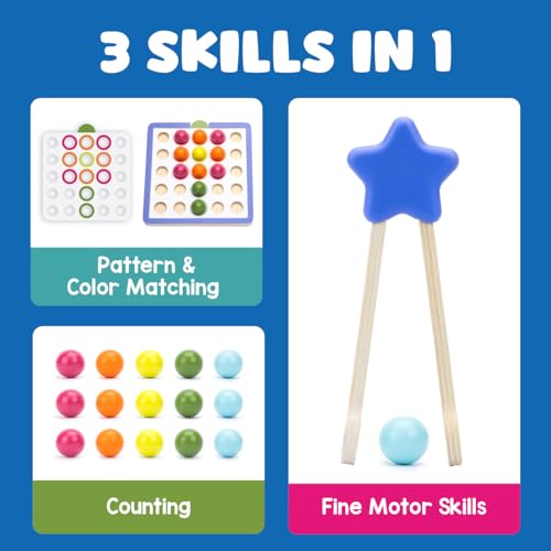 Educational Insights Pattern & Sequencing Wooden Board - Color Matching Toy for Kids, Fine Motor Kits, Sequence Board Games for Toddlers, Preschool Manipulatives, Ages 3+