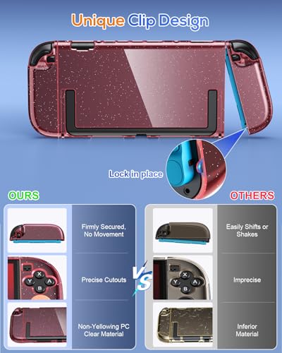 FYOUNG Protective Case for Nintendo Switch 2 2025, Slim Cute Hard Shell | Scratch&Shock Protection Cover with Screen Protector, 8 Thumb Grip(Translucent Pink, Switch 2 7.9inch) - color: Translucent Pink