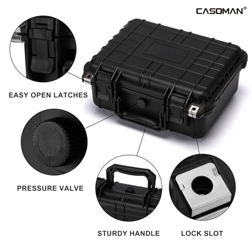 CASOMAN Water-proof and Dust-proof Protective Sturdy Plastic Storage Case with Cush-Proof Sponge and Customizable Foam, IP67 Water Proof Grade, 13.4" X 11.6" X 6" - size: 13.4" X 11.6" X 6"
