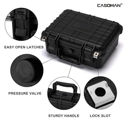 CASOMAN Water-proof and Dust-proof Protective Sturdy Plastic Storage Case with Cush-Proof Sponge and Customizable Foam, IP67 Water Proof Grade, 13.4" X 11.6" X 6" - size: 13.4" X 11.6" X 6"