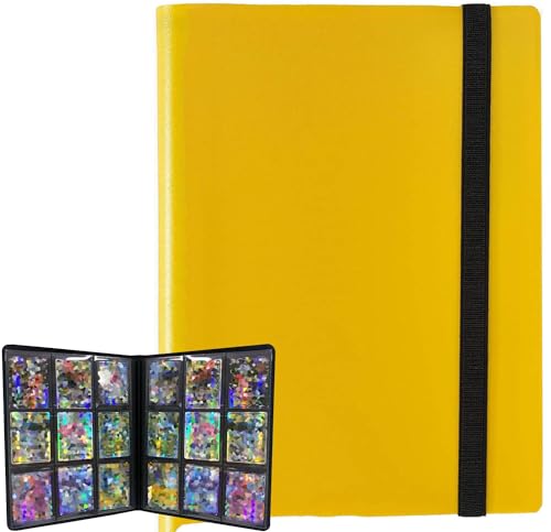 9 Pocket Trading Card Binder Holder, Collection Card Album with Sleeves, Protection Trading Cards - 20 Pages - Put up to 360 Cards (Yellow) - color: Yellow, size: 360-Pockets
