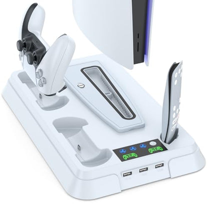 Lictin Cooling Station and Console Stand for PS5/Pro/Slim, Controller Charging Station for PlayStation 5 Console, PS 5 Stand with Controller Charger for Disc & Digital, PS5 Holder with Cooling Fan