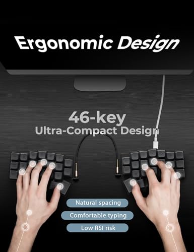YIVU CORNE V4 Wired Split Mechanical Keyboard, 40% 3x6 Ortholinear Layout, Ergonomic Support, QMK/Vial Programmable, Hot-swappable RGB Gaming Keyboard, Pre-Lubricated Linear Switches