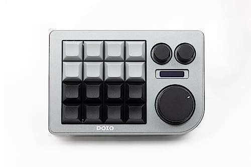KEEBMONKEY Megalodon Triple Knob Macro Pad Programmable Designer Mini Keyboard 16 Keys (Grey) - color: Grey