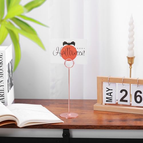 Urban Deco 16 Pieces Table Card Holder 8 inches Table Number Holders Place Steel Card Holders for Photos, Food Signs, Memo Notes, Weddings, Restaurants, Birthdays (Rosegold) - color: Rosegold