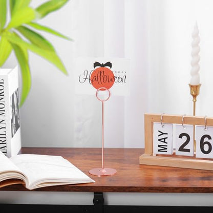 Urban Deco 16 Pieces Table Card Holder 8 inches Table Number Holders Place Steel Card Holders for Photos, Food Signs, Memo Notes, Weddings, Restaurants, Birthdays (Rosegold) - color: Rosegold