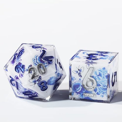 DND Resin Sharp Edge Polyhedral Dice Set,for Dungeons and Dragons RPG MTG Table Games,7 Pcs Handmade Porcelain Dice Set - color: Ceramic Dream