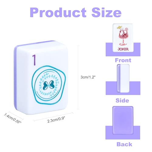 American Mahjong Tile Set, 160 Purple Engraved Melamine Mahjong Tiles with Mahjong Tiles Bag and Mahjongg Accessories - color: Purple