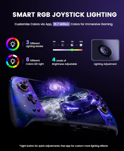 Gammeefy JC400 Gen 2 Switch 2 Controller – Hall Effect Joysticks & Enhanced Grip – One Piece Switch Joypad Replacement Switch 2 Pro Controller with RGB Lighting, Turbo, Macros - Starry Sky, 7.9" - color: Starry Sky, size: Switch 2 - (7.9")