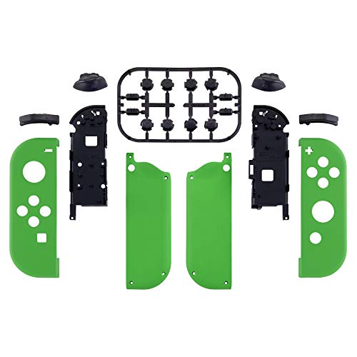 eXtremeRate DIY Replacement Shell Buttons for Nintendo Switch & Switch OLED, Green Soft Touch Custom Housing Case with Full Set Button for Joycon Handheld Controller - Console Shell NOT Included - color: Green
