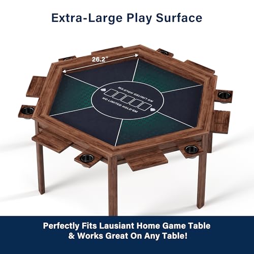 LAUSAINT HOME Hexagon Poker Table Top Mat, No Crease EVA Poker Mat for Board Game Table Cover Layout Design, 6-8 Players Folding Portable Gaming Table Top, Texas Hold'em Blackjack, Casino, Card Game - size: Hexagon