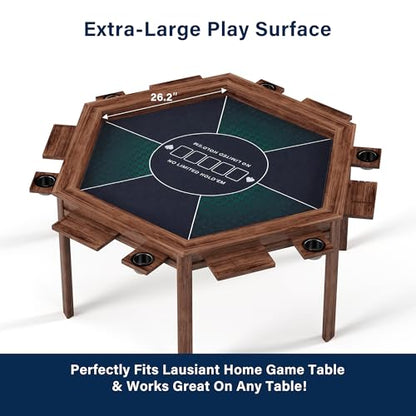 LAUSAINT HOME Hexagon Poker Table Top Mat, No Crease EVA Poker Mat for Board Game Table Cover Layout Design, 6-8 Players Folding Portable Gaming Table Top, Texas Hold'em Blackjack, Casino, Card Game - size: Hexagon