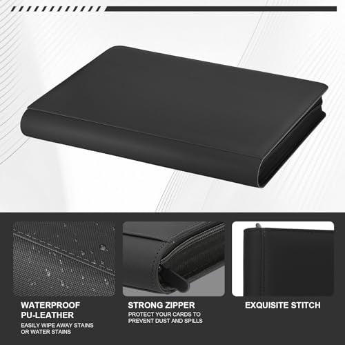 16 Pocket Toploader Binder,Holds 640 TopLoaders (16Black) | Top Loader Binder for 3" x 4"Rigid Cards,Sleeves Card Collection Binder,20 Double Sided Pages with Trading & Sports Holder - color: 16Black
