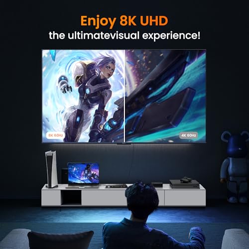 8K HDMI 2.1 Switch 4 in 1 Out, FERRISA 4K@120Hz HDMI Switcher Selector 4 Port with IR Remote Support 8K@60Hz, Auto Switch, HDCP 2.3, HDR 10+, VRR, CEC for Xbox, PS5, Fire Stick, Projector