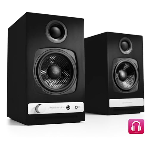 Audioengine A2 HD (HD3) Wireless Computer Speakers – Bluetooth Desktop | Speakers with DAC, Headphone Amplifier and USB Audio - Black - color: Black, style: HD