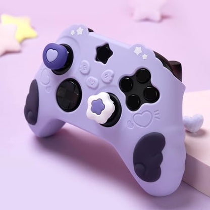 GeekShare Controller Skin Set for Xbox Soft Silicone Protective Cover Skin Case Compatible with Xbox Series X Controller with 2 Thumb Grip Caps and 2 Stickers - Star Wings Series Purple - color: Purple