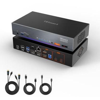 TESmart Thunderbolt 4 KVM Switch 2 Monitors 2 Computers 4K@60Hz, HDMI+DisplayPort KVM Switch Dual Monitor for 1 Laptop (TB4 USB C w/Charging 60W) & 1 Desktop (HDMI 2.0 & DP1.2), Gigabit Network, EDID - style: 2 Monitors | 1 Desktop + 1 Laptop (TB4) | 4K60