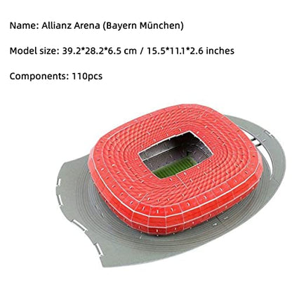 Classic Football Stadium Puzzle,3D Puzzle Soccer Club Venues,3D Paper Model Building Puzzle Kit, Soccer Stadium Souvenir Gift,Handmade Puzzle Ornaments，Cardboard Model (Allianz Arena) - color: Allianz Arena