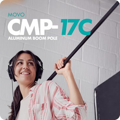 Movo CMP-17C Professional 9.8' Aluminum Boom Pole for Shotgun Microphones with Internal XLR Cable – Compatible with Rode NTG Series, Sennheiser MKE600, Audio-Technica AT875R & More