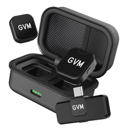 GVM CM2 Wireless Lavalier Microphone, USB-C Clip-On Mic for iPhone 15/16/17 & Android, Mini Mic with Noise Cancelling and Charging Case for Content Creation, Vlogging, Podcast & Streaming