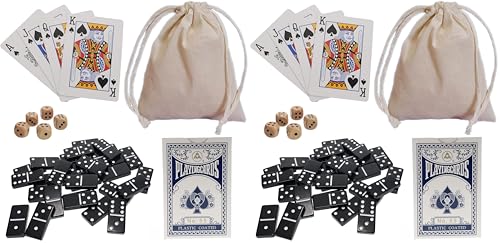 WE Games Double 6 Dominoes Combo Set - 12-in-1 Travel Games for Families and Adults - Dice & Poker Games (Pack of 2) - size: 2.0 x 0.5 x 6.75 in. (Pack of 2)