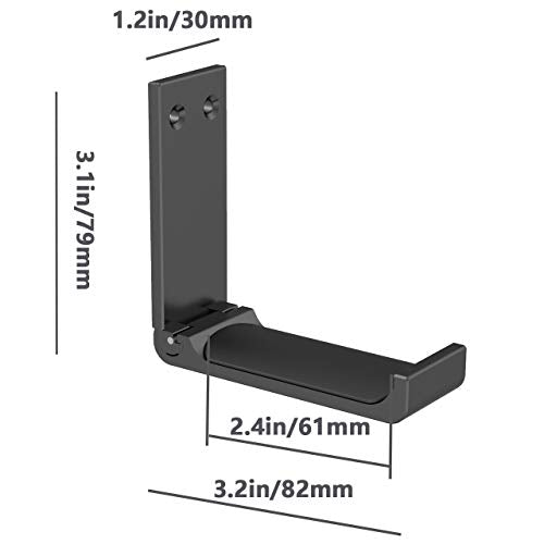 Headphone Stand Hanger,Headset Holder Mount,Aluminum Hook with Strong Adhesive Tape for Headphones (H03-Black-1PCS)