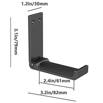 Headphone Stand Hanger,Headset Holder Mount,Aluminum Hook with Strong Adhesive Tape for Headphones (H03-Black-1PCS)