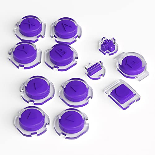 eXtremeRate Replacement Two-Tone Jelly Buttons for JoyCon, Purple & Clear with Symbols Custom Controller ABXY Direction Home Capture + - Keys, DIY Action Face Buttons for Nintendo Switch & Switch OLED - color: Purple & Clear