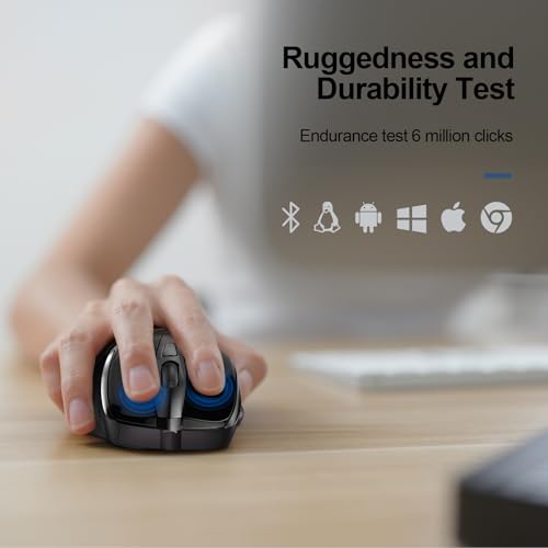 TECKNET Wireless Mouse, BT 5.0/2.4G, Silent 4800 DPI 6 Buttons, Black | Bluetooth 5.0/3.0 & USB A, 2-Device Easy Switch, Wide OS Compatible, 6-DPI, Ergonomic for S/M Hands, Extended Battery - color: Black