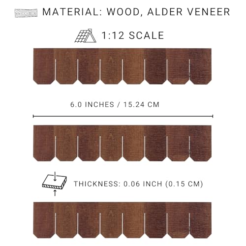 Miniature Roof Shingle Strips for 1:12 Scale Dollhouse Roofing | Set of 25 Strips, REDUCIO! - color: Copper Brown
