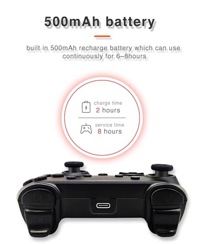 Wireless Switch Pro Controller for Nintendo Switch with Adjustable Turbo Function,Dual Vibration Function,Gyro 6-Axis and High Battery Life. Remote Gamepad Joystick for Switch Console, Red&Blue