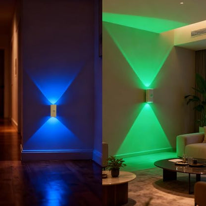 DAMI RGB Motion Sensor Night Light, Magnetic Rechargeable Wall Light with 10 Colors, Up Down Ambient Sconce, Stepless Dimming, 3 Timers, Wireless Stick-On LED for Bedroom, Gaming Room, Closet, Stairs