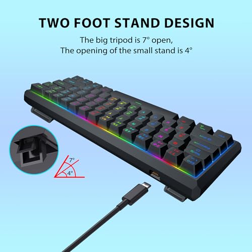 Snpurdiri 60% Gasket Wired Mechanical Gaming Keyboard (Black, Red Switches) | RGB Backlit 61 Keys Mini Gaming Keyboard for PC, Windows XP, Win 7, Win 10 - color: Black/Red Switch