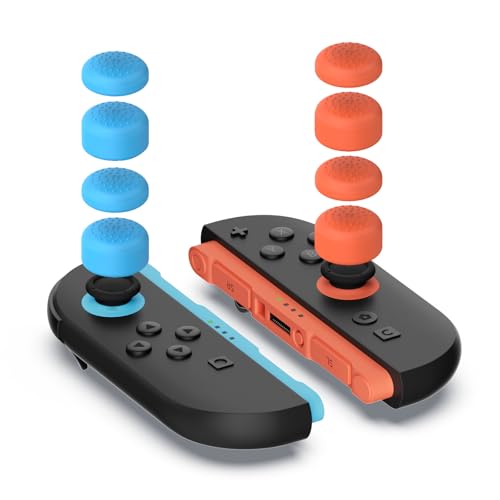 WEOTOO 8 Pack Thumb Grips Compatible with Nintendo Switch 2 (2025), Thumb Grip Caps for Switch 2, Enhanced Gaming Grip Set, Joycon Grip Button Stick Cover, Improve Control- Blue and Orange - color: Blue and Orange