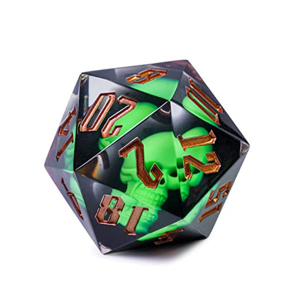 Cusdie Large D20 Dice 55mm with Sharp Edges, D&D 20 Sided Dice, Handmade DND Giant D20 for RPG, Table Games(Green Skull) - color: Green Skull