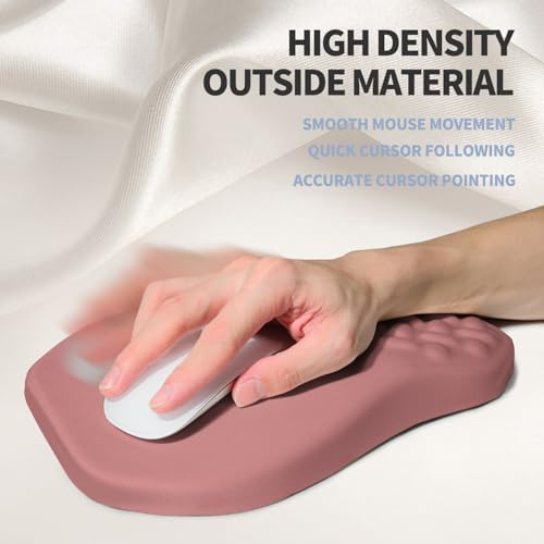 Ergonomic Raised Mouse Pad Wrist Support with Bilateral Slope Memory Foam Mousepad for Wrist Rest and Carpal Tunnel Pain Relief 11.8x7.9〃 Salmon Pink - color: Salmon Pink