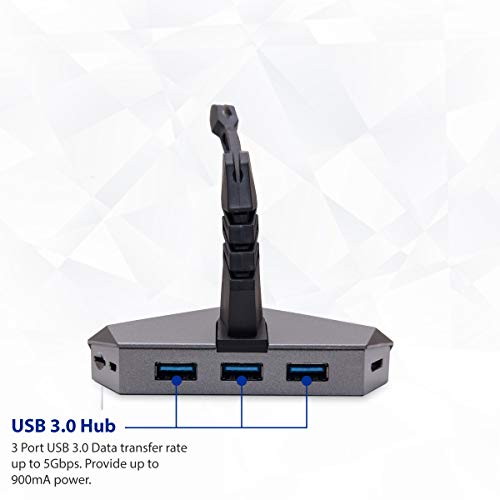 LOKI Gaming Mouse Bungee Stand - RGB LED Lights - 4 Port USB 3.0 Hub with Active Power - Micro SD Card Reader Slot - PC; Mac; Linux