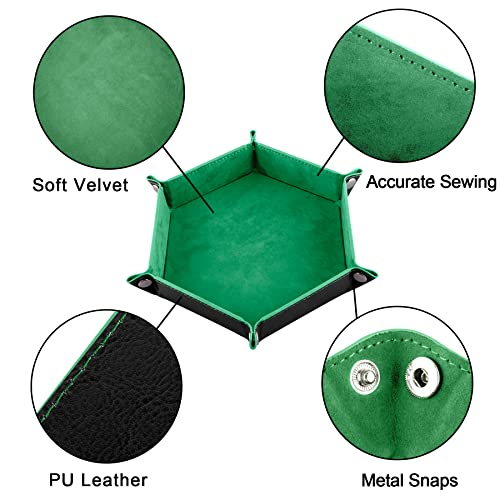SIQUK 6 Pieces Dice Tray Hexagon Dice Rolling Holder Folding PU Leather Dice Trays for Dice Games Like RPG, DND and Other Table Games(Red, Blue, Violet, Black, Green, Yellow) - color: Red, Blue, Violet, Black, Green, Yellow