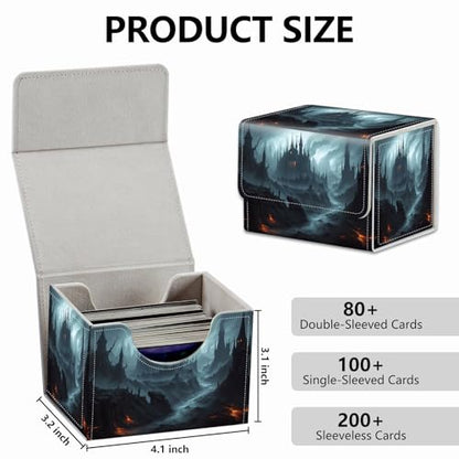 Strong Magnet for TCG MTG Commander Deck Box Playing Card Case Magic Deck Box Creative Pattern Trading Card Storage Box for Collectible Games, Mysterious and Magical Castle - color: Skeleton Red Flowers