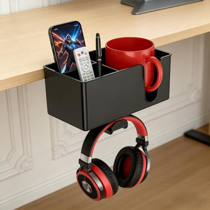 MYITYARD 4 in 1 Desk Cup Holder Clamp, Detachable Clip On Drink Holder with Rotating Headphone Hanger, Anti-Spill Desktop Organizer Pen Holder for Mug, Pen, Phone, Gaming Office Desk Accessories - color: Detachable Desk Cup Holder