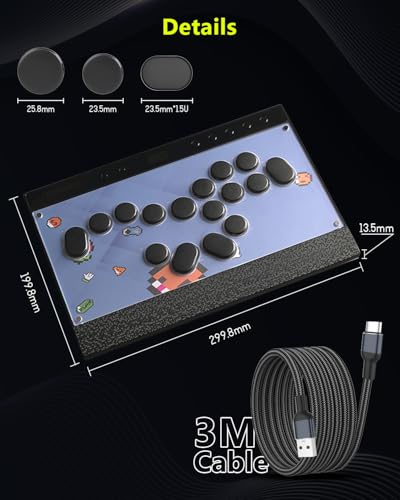 JZW-Shop Leverless Aracde Stick C16S, All-Button Arcade Controller for Switch, PC, PS4, PS3, Steam Deck, Arcade Fight Stick with Turbo & Custom RGB, Supports Hot-Swap & SOCD