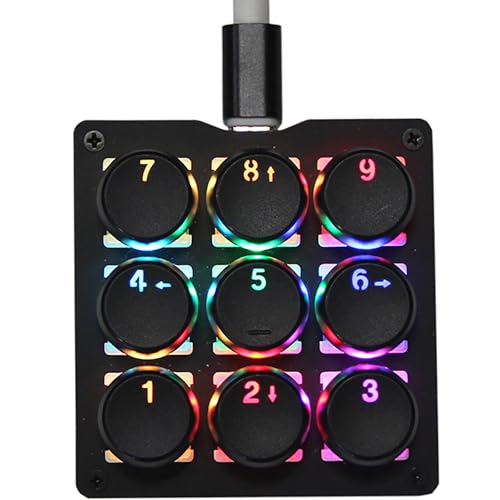 Mechanical Numpad One Handed Gaming 24 Macro Programmable Setting Keypad Round keycap 9 Keys Fully Programmable Keys RGB Backlit Gaming Keyboard Electric Game Numpad for Windows/Mac Red Switch - style: Red Switch/RGB/Round