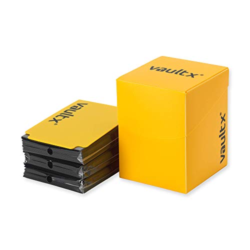 Vault X Large Standard Deck Box with 150 Black Sleeves, fits 100+ Sleeved Trading Cards (Yellow) - color: Yellow
